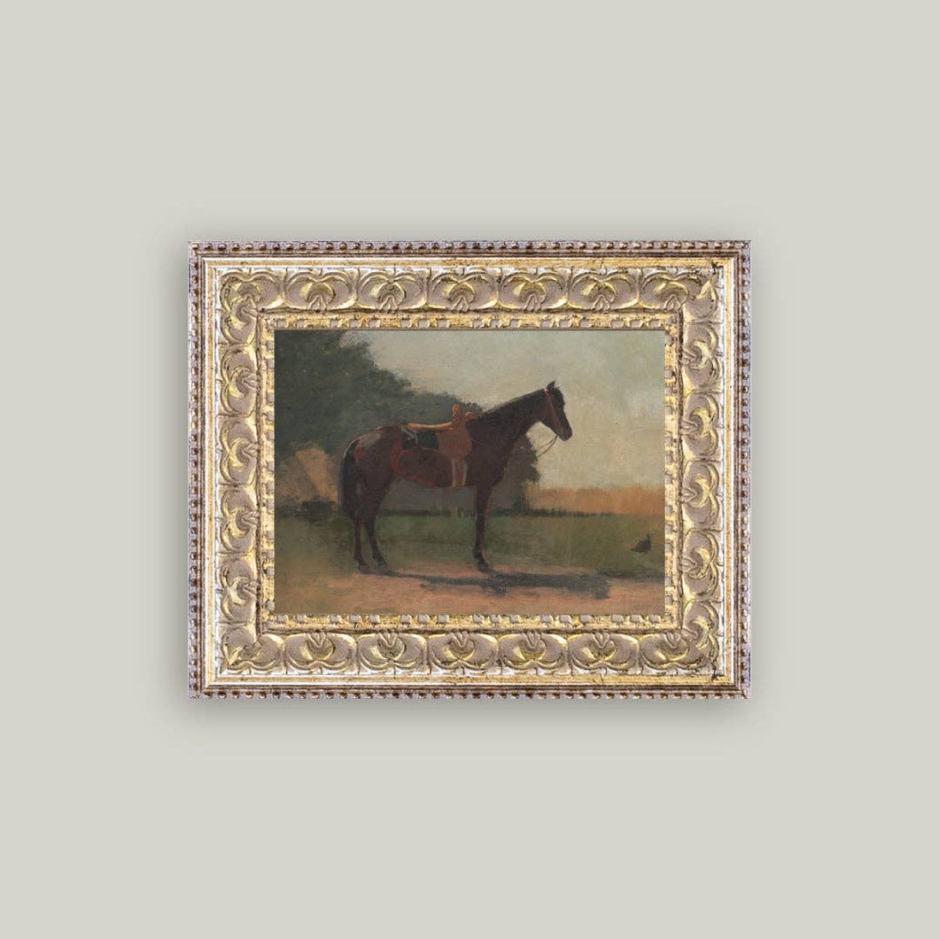 Saddled Horse Framed Antique Art pic 2