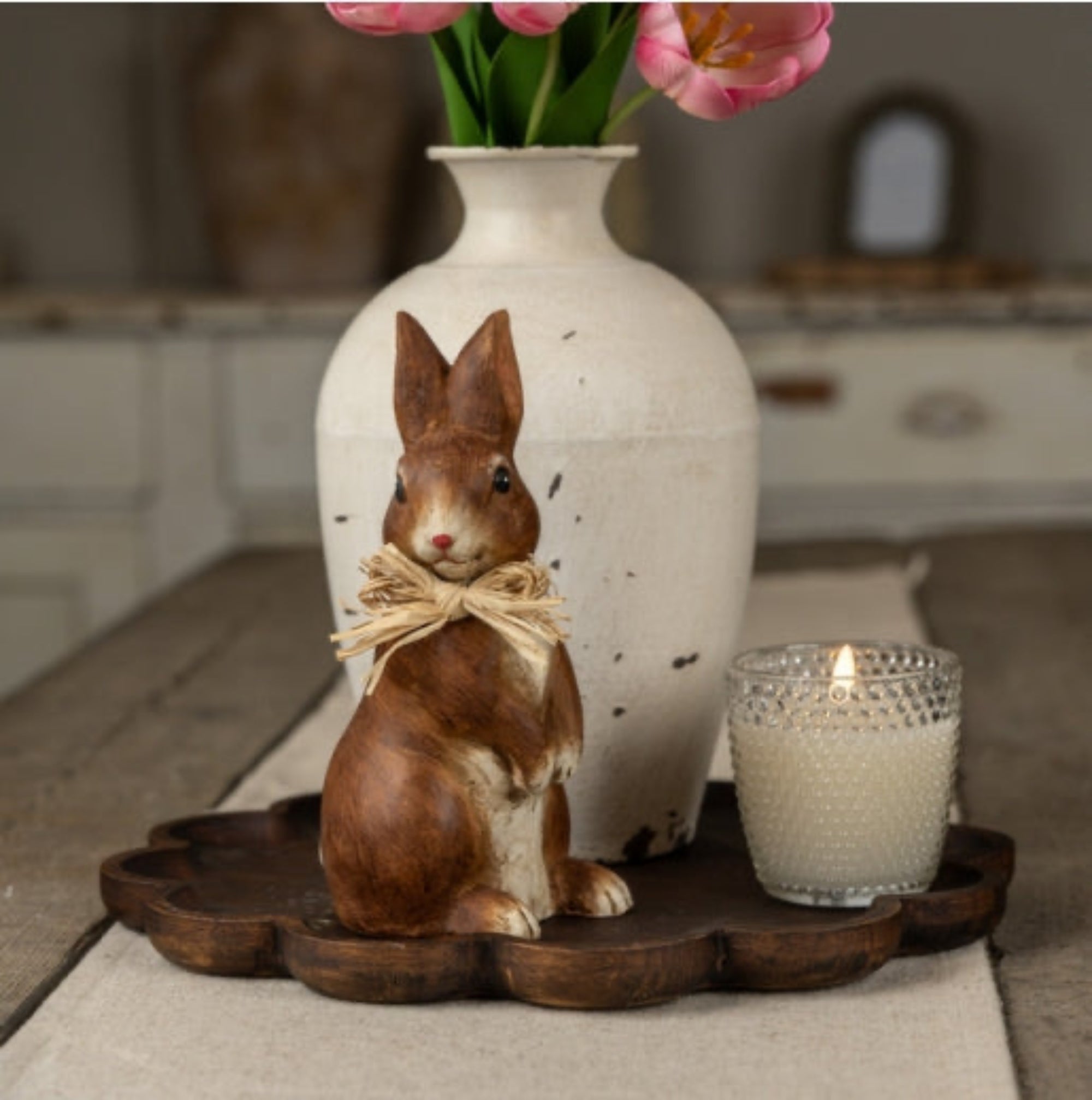 Brown Bunny W/ Raffia Bow