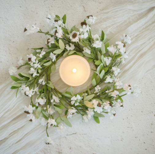 14" Cream Mini Daisy Candle Ring