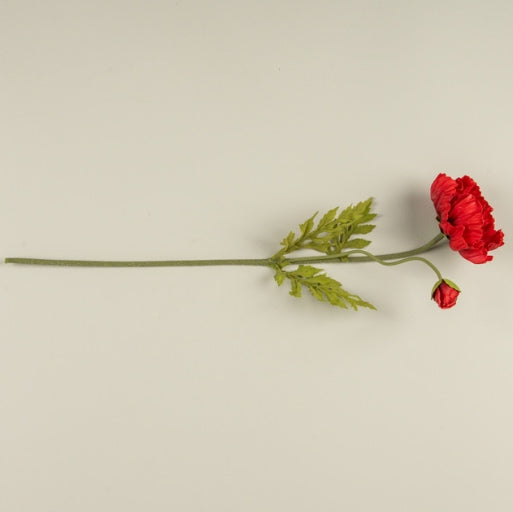 25" Red Poppy Stem