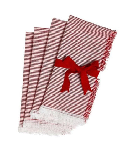 Set of Pinstripe Napkins with Fringe Kitchen and Dining Cozy Cottage_Co Fort Collins CO