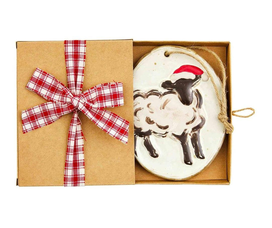 Stoneware Sheep Ornament with Box