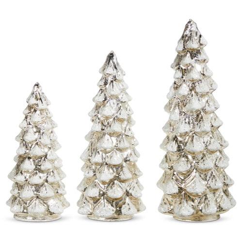 Silver Glass Lighted Tree