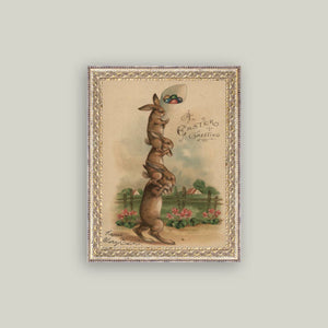 Stack of Three Bunnies Framed Antique Art - 8" x 10"
