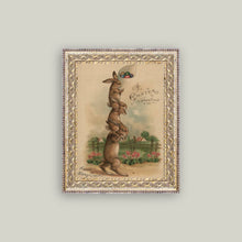 Stack of Three Bunnies Framed Antique Art - 8" x 10"