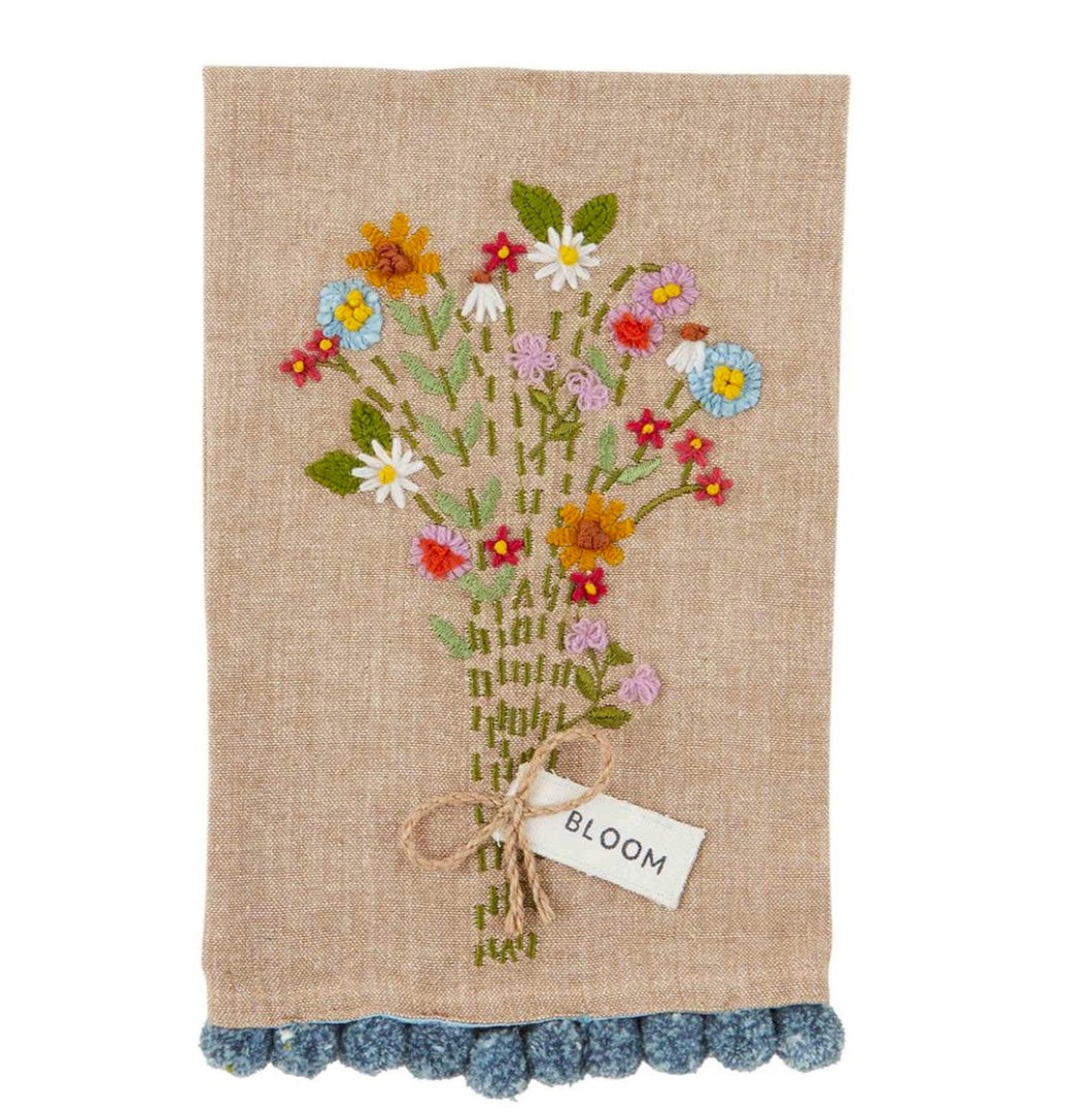 Bloom Embroidered Floral Towel
