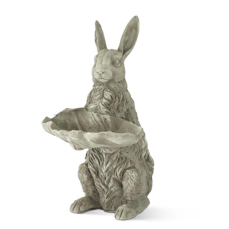 Stone Garden Rabbit with Tray