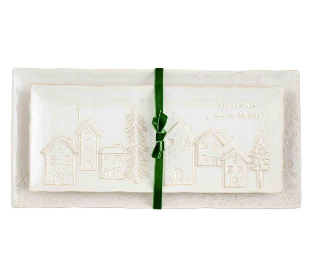 White Christmas Tray Set