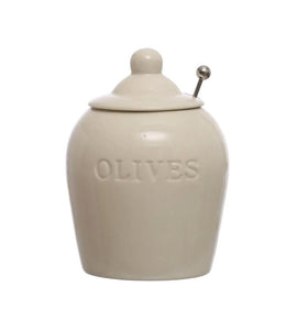 Stoneware Olives Jar