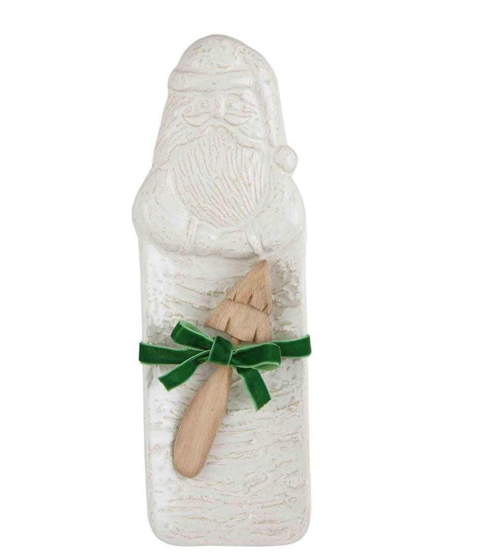 White Santa Hostess Tray Set