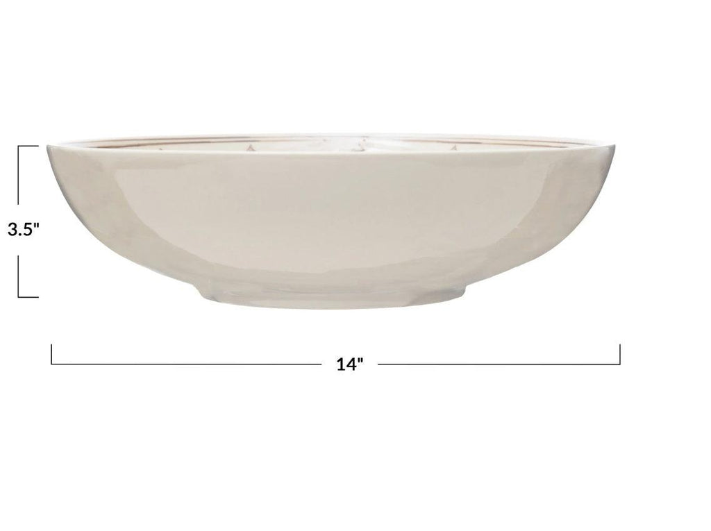 Stoneware Patterned Serving Bowl