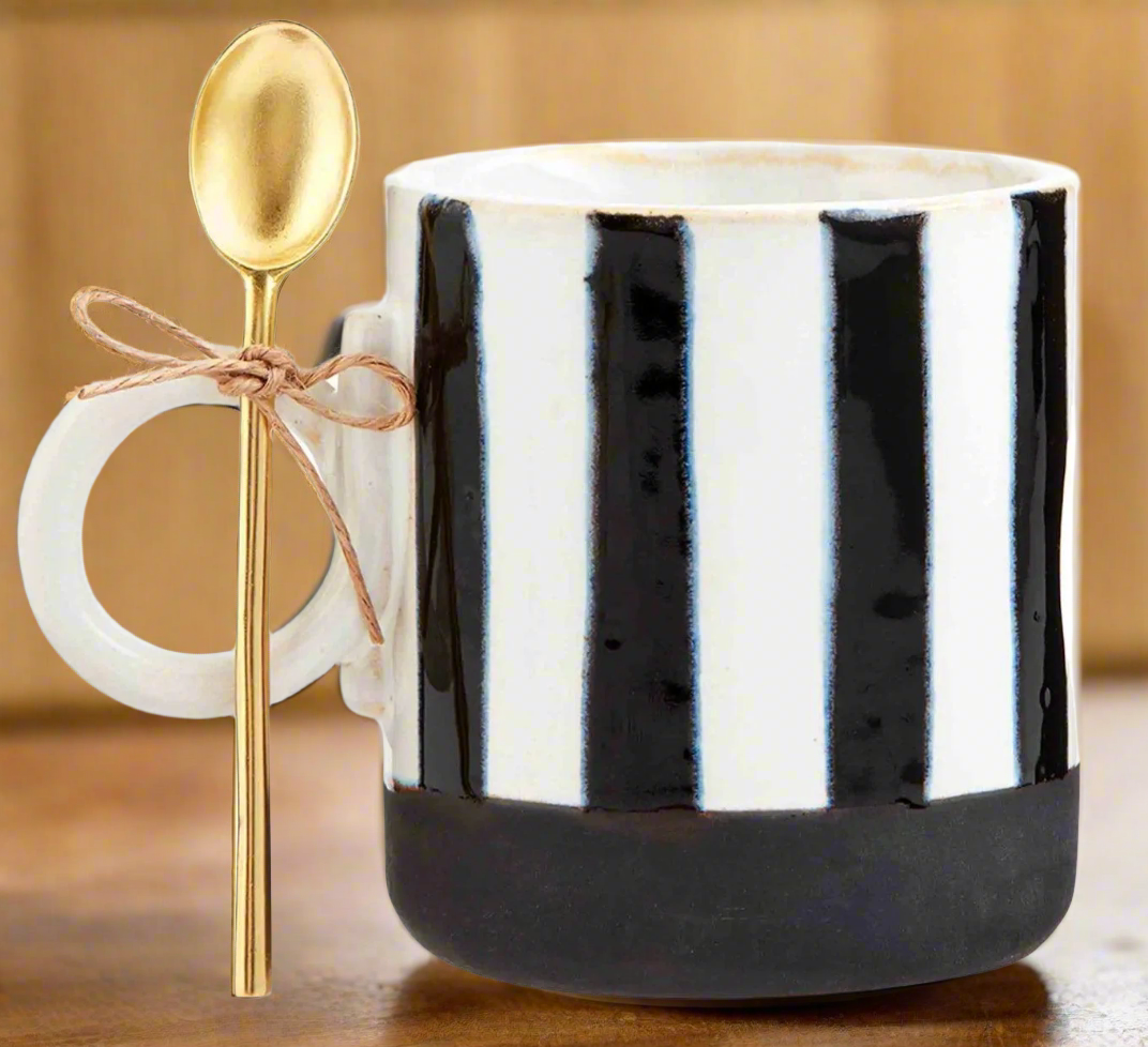 Stripe Black Stoneware Mug