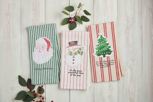 Christmas Stripe Applique Patch Towels