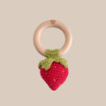 Strawberry Baby Teether with Rattle Toy & Cotton Crochet