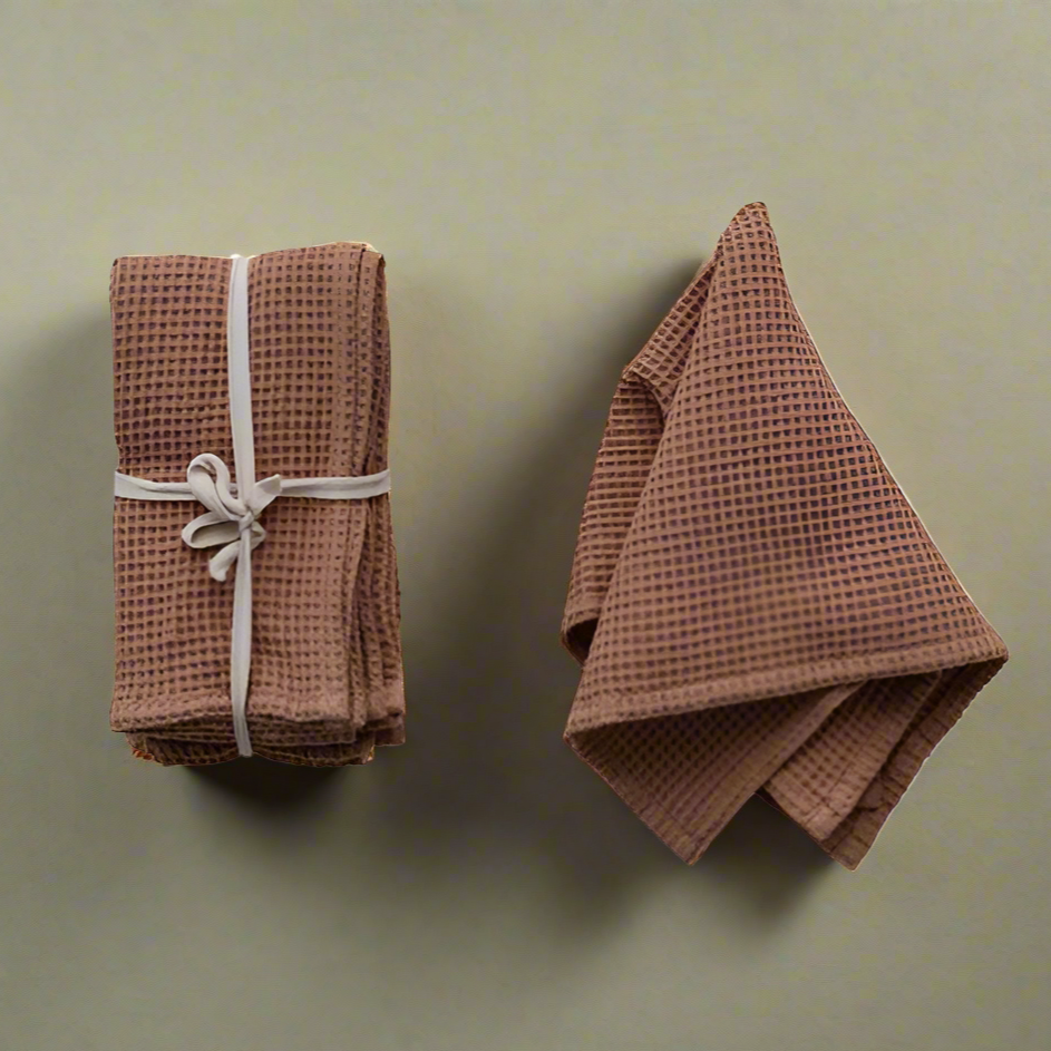 Terracotta Waffle Napkins Set