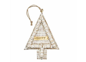 Beaded White Wood Ornaments