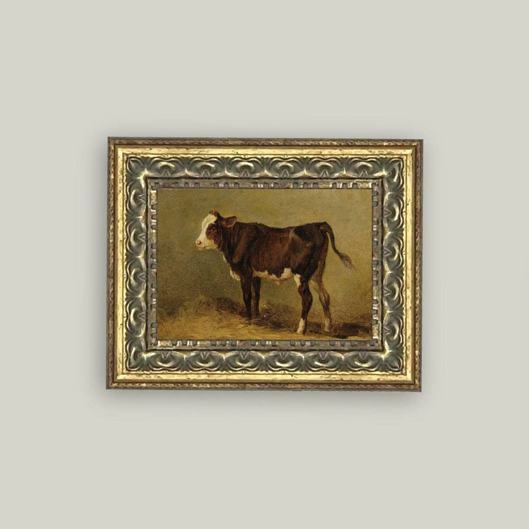 Vintage Calf Framed Antique Art 3
