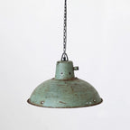 Metal Pendant Light - Vintage Distressed Aqua Finish