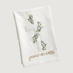 White Christmas Velvet Appliqué Towel - Cross Style