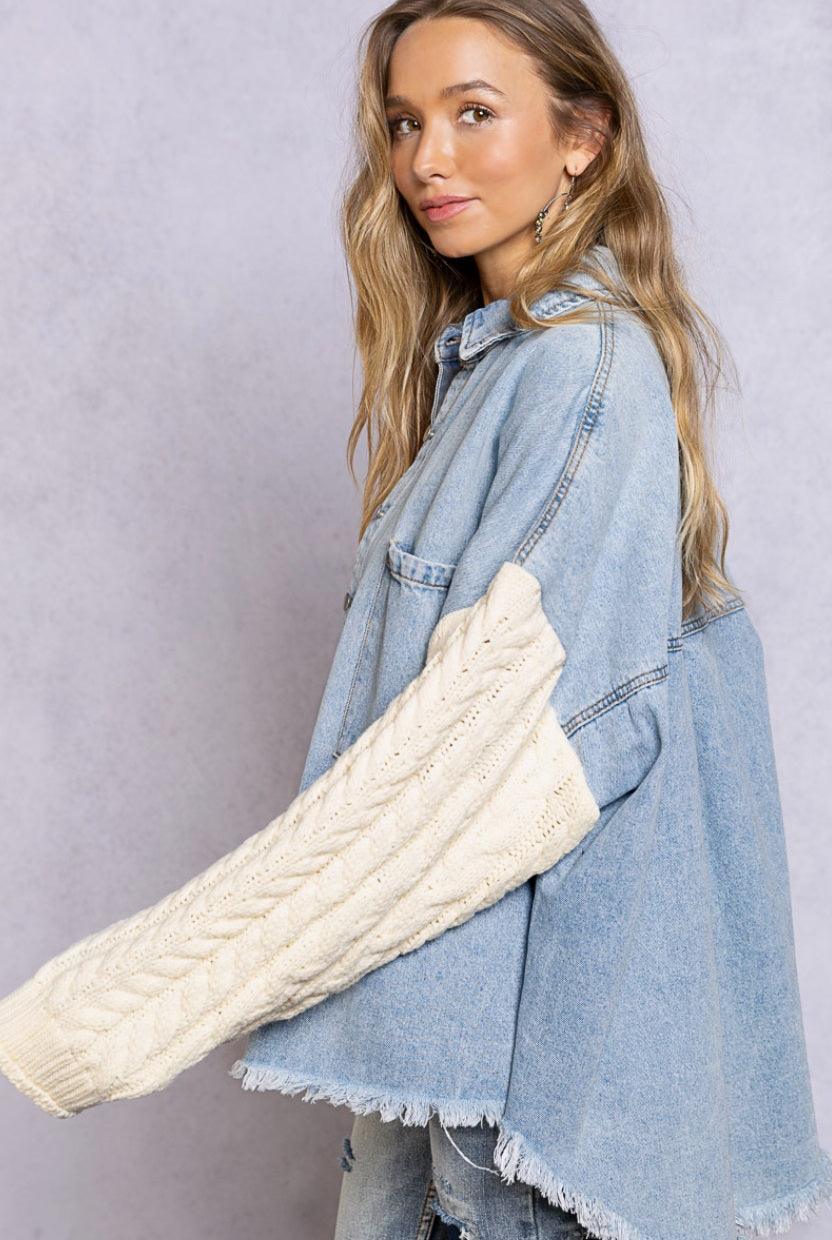 Contrast Collared Shacket