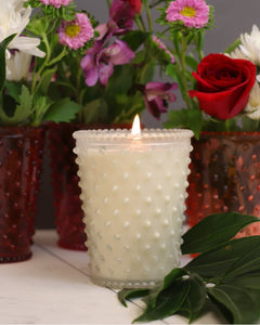 White Flower Hobnail Candle