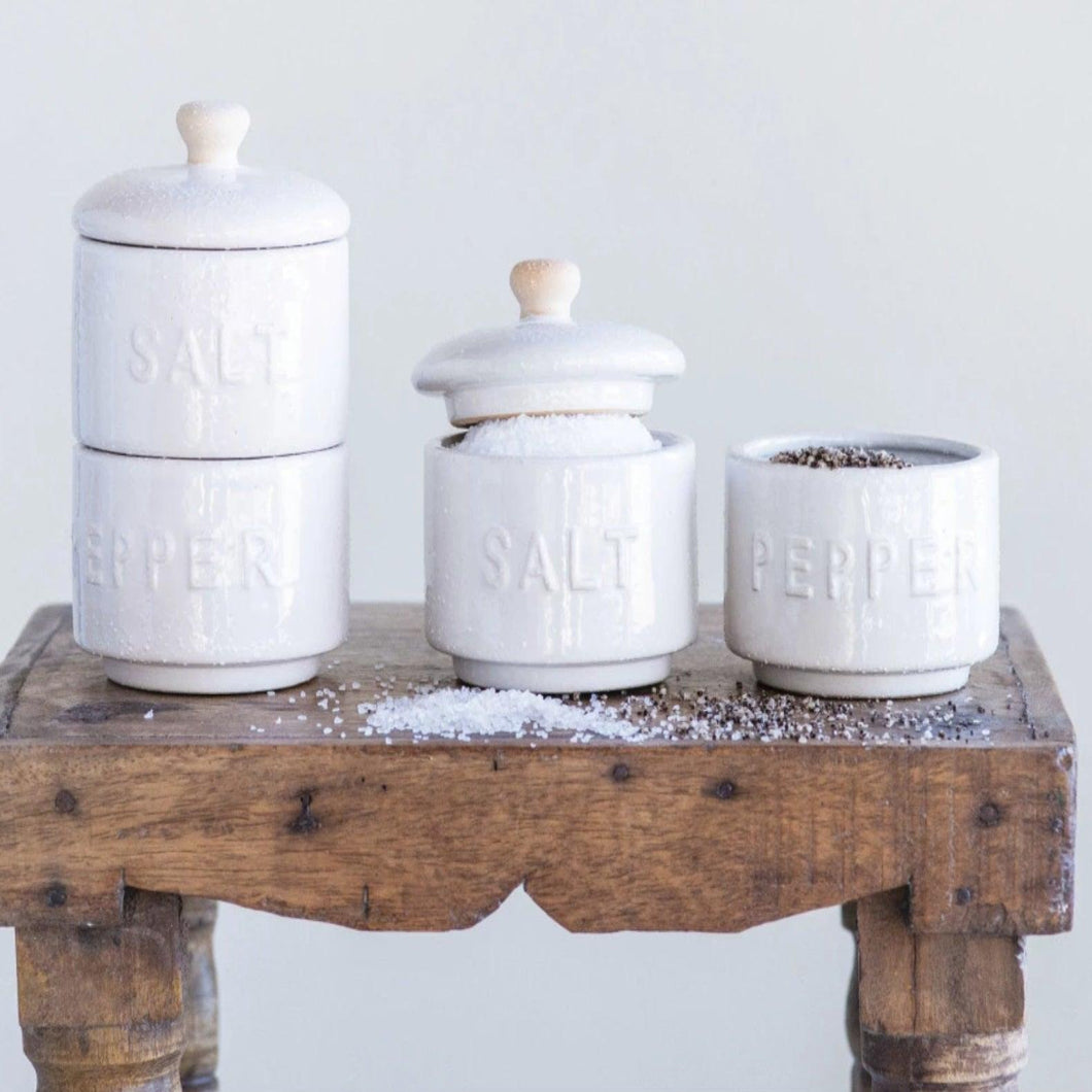 White Stackable S&P Pots