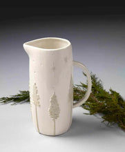 White Stoneware Xmas Pitcher