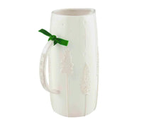 White Stoneware Xmas Pitcher
