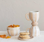 White & Tan Stripe Stoneware Collection