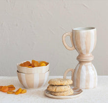 White & Tan Stripe Stoneware Collection