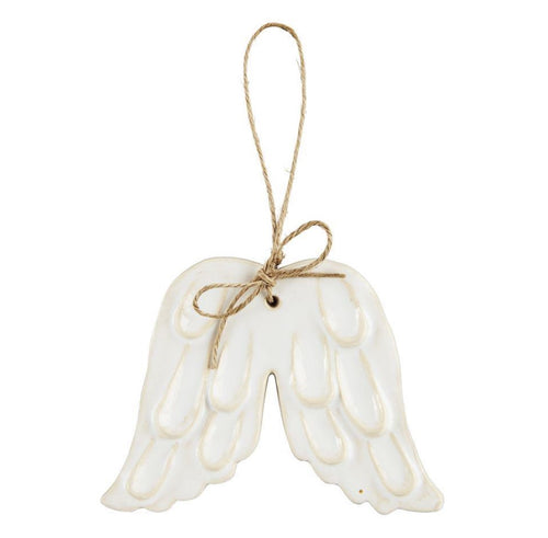 Wings White Glazed Ornament