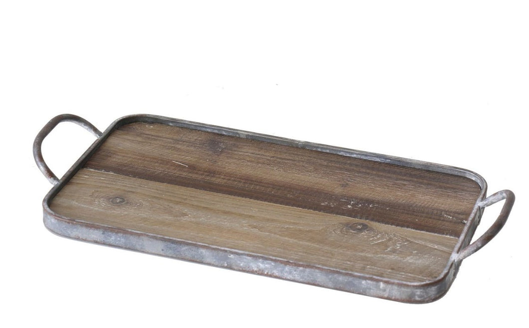 Wood & Metal Rectangle Tray