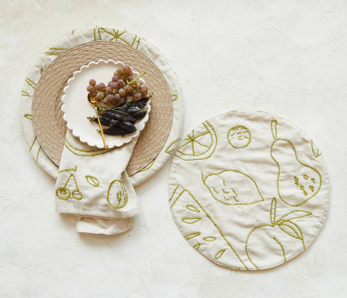Linen Placemat with Fruit Design