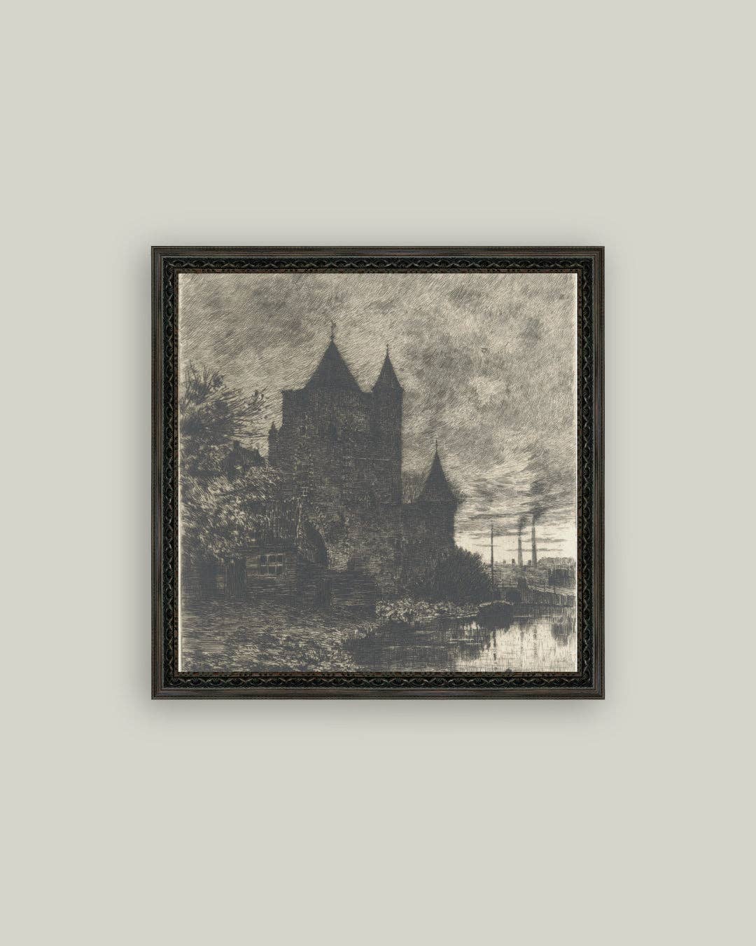 Haunted Chateau Framed Antique Art