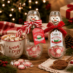 Stack Glass Jar Snowman Cocoa S/3