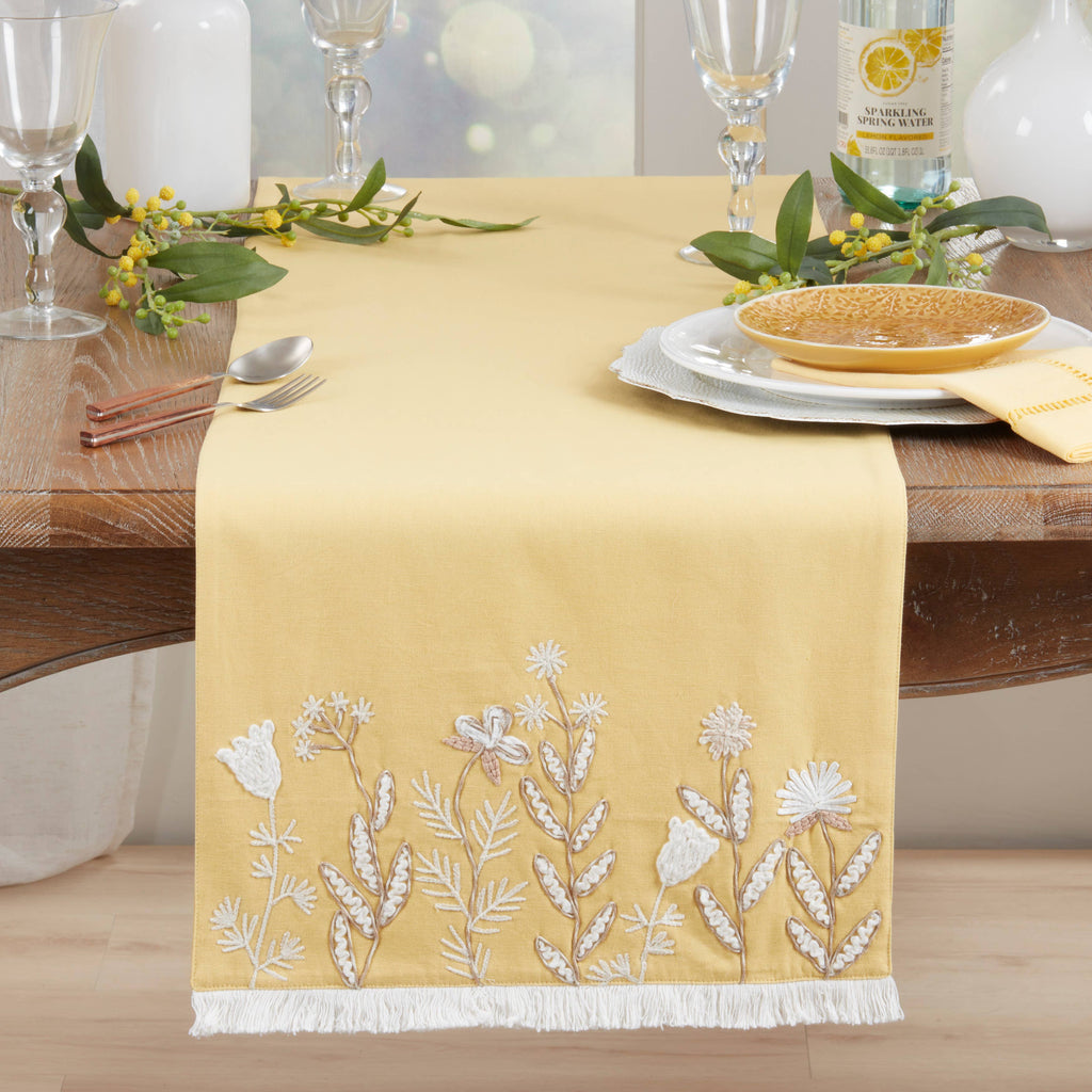 Embroidered Meadow Decorative Table Runner