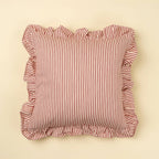 20x20 Red Ticking Ruffle Pillow