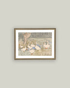 Geese Pond Framed Antique Art