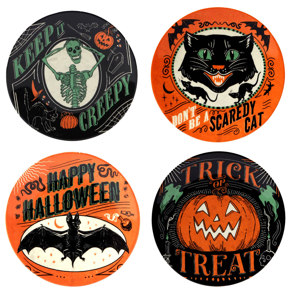 Scaredy Cat Halloween Canape Plate Rd. 6" asst.