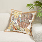 Embroidered Turkey Throw Pillow
