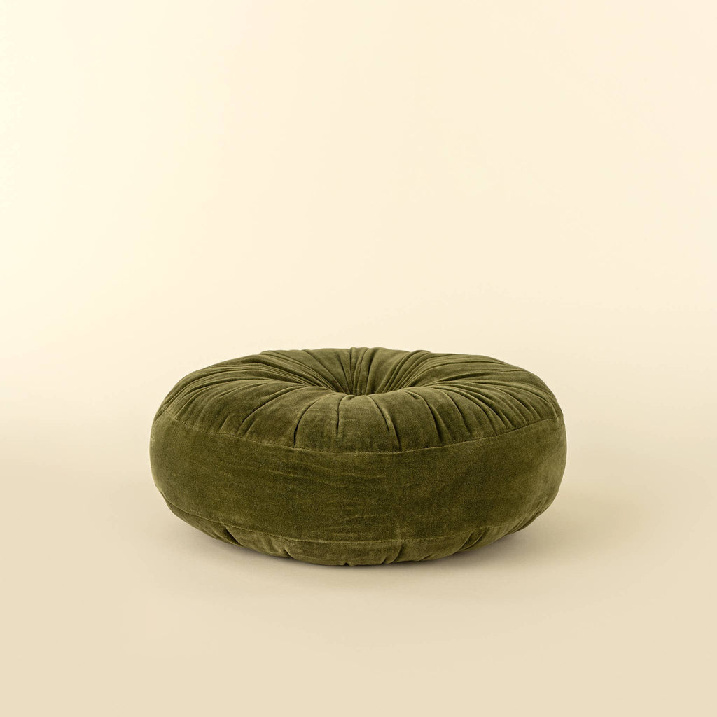Moss Velvet Tuft Round Cushion