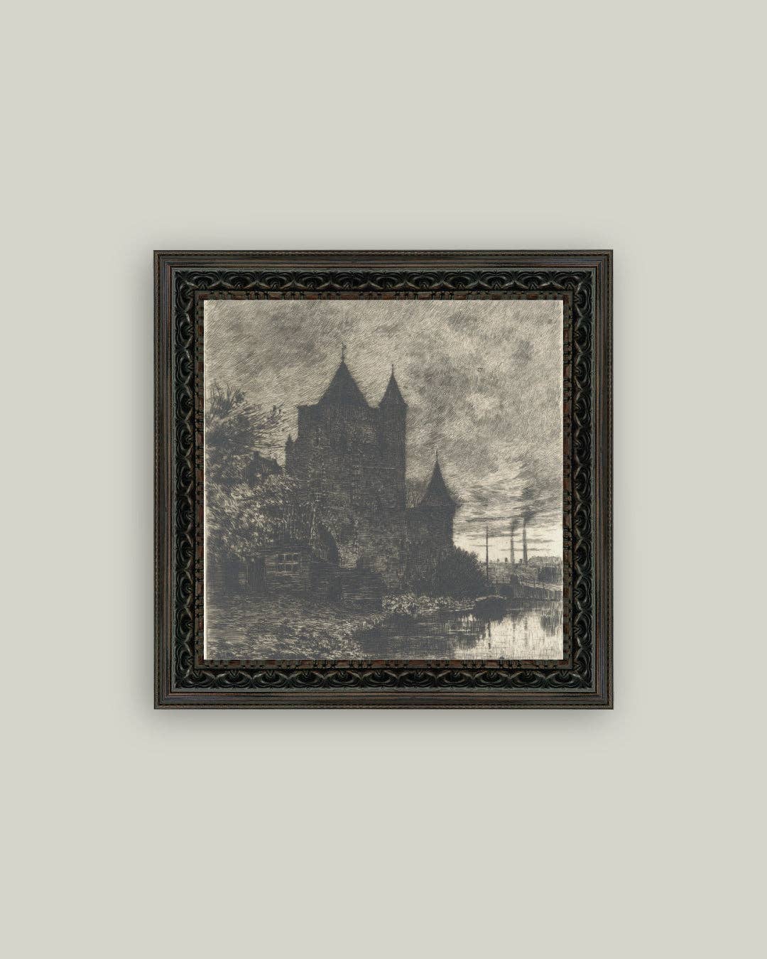 Haunted Chateau Framed Antique Art