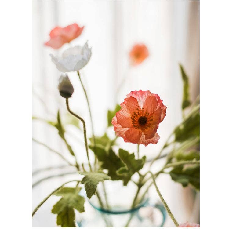 Silk Common Poppy Stem 22"