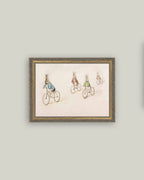Biking Bunnies Framed Antique Art - 16" x 12"