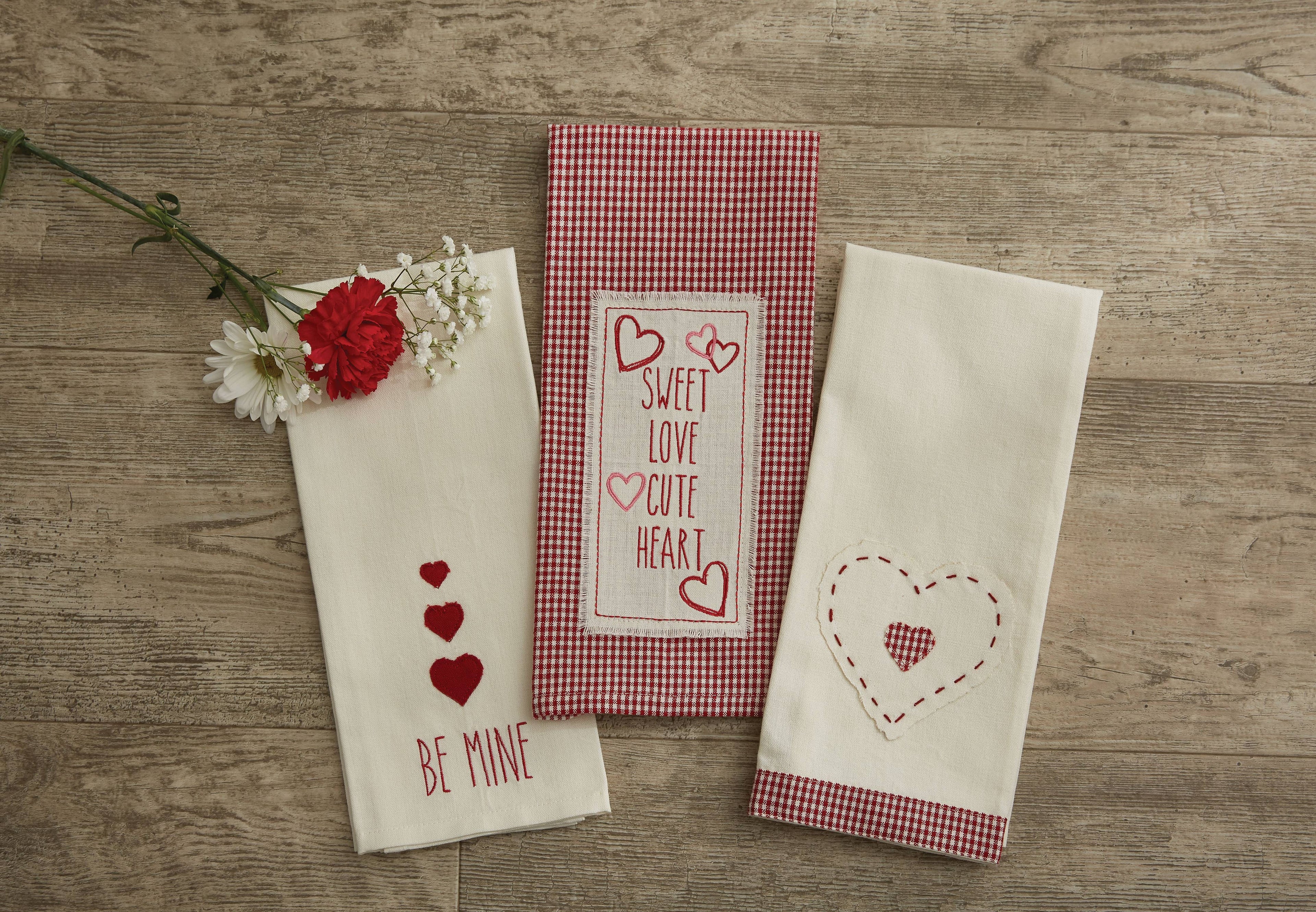 Sweet Love Embroidered Applique Dishtowel