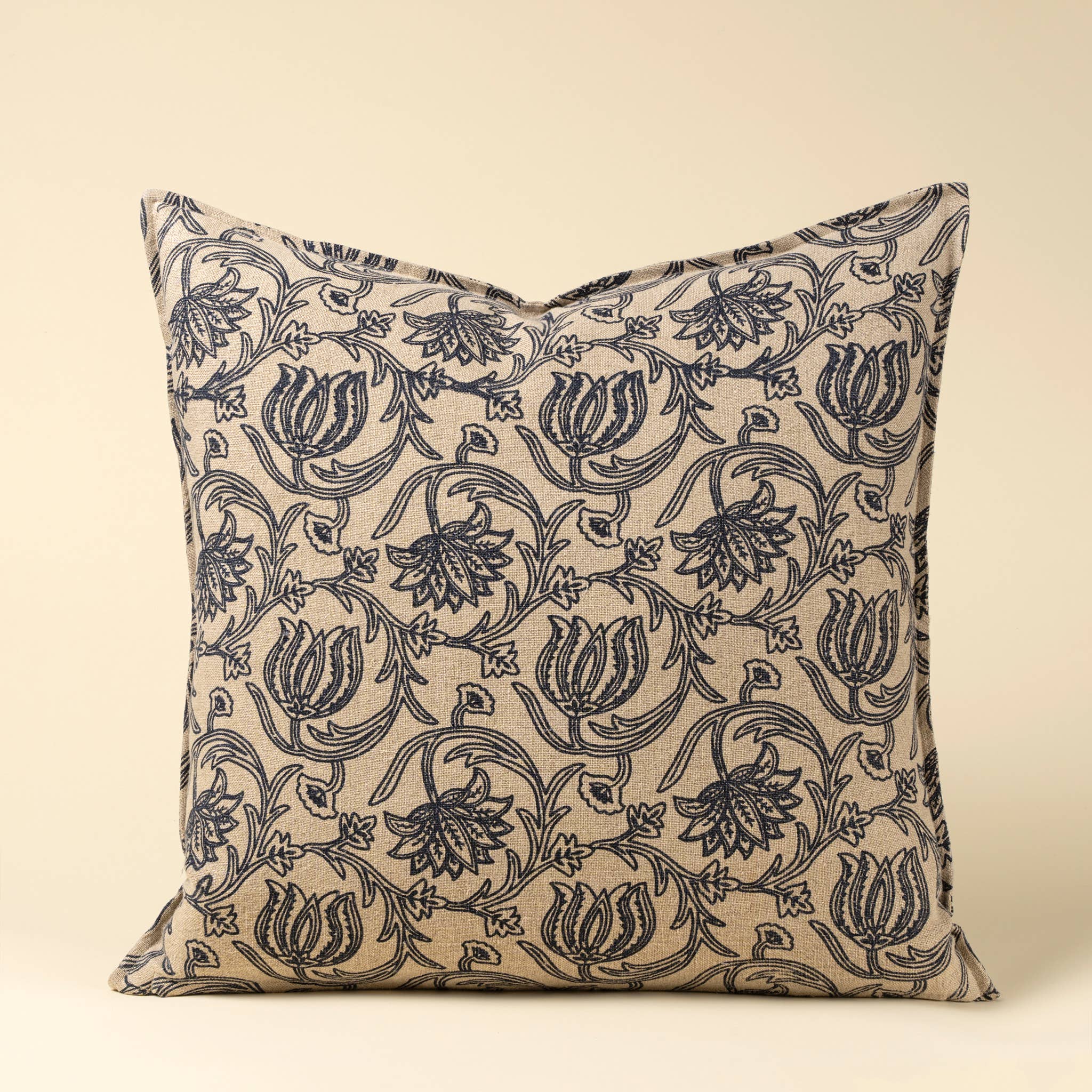24x24 Lotus Linen Pillow-Blue