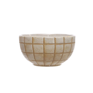 Stoneware Bowl With Grid Pattern