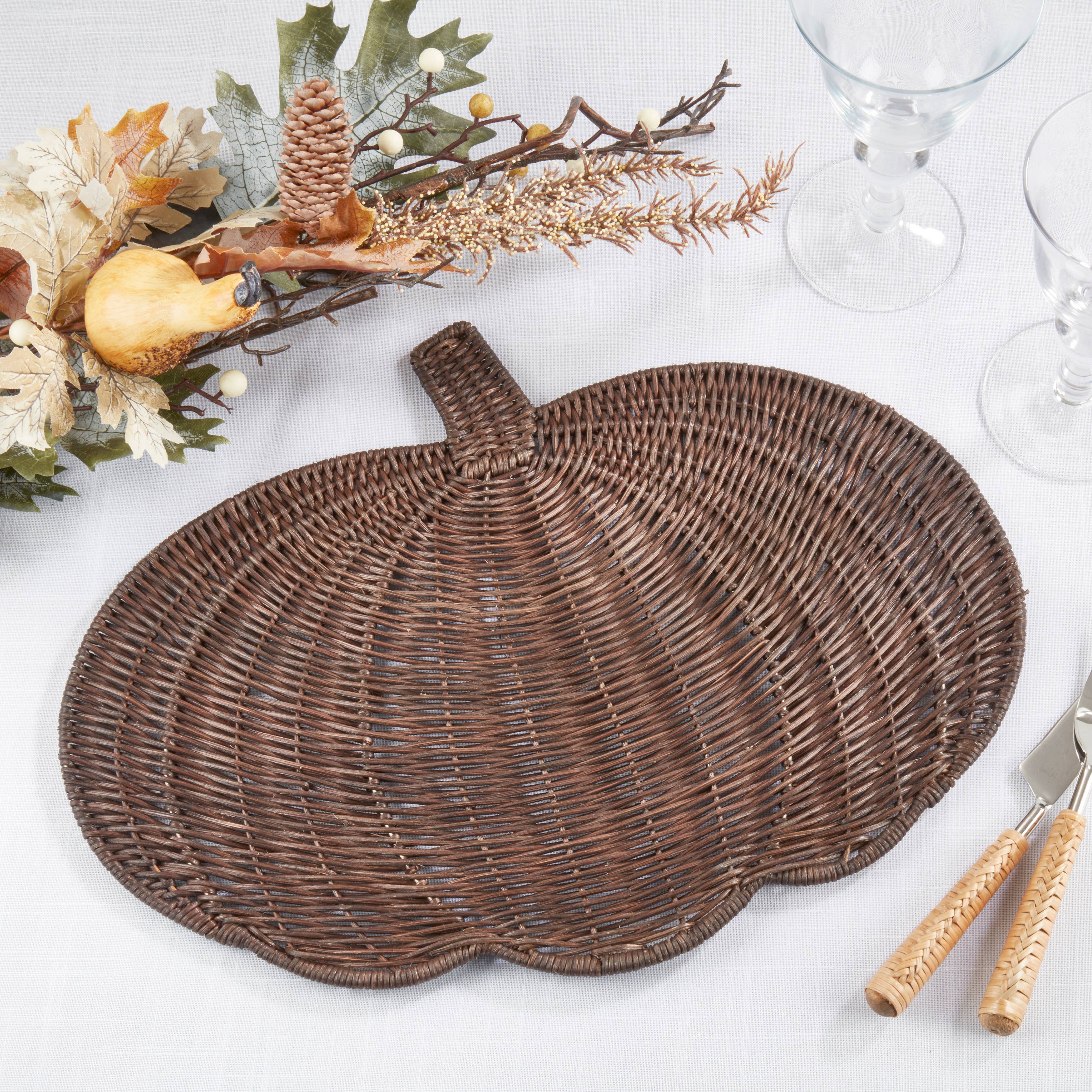 Fall Harvest Rattan Pumpkin Placemat