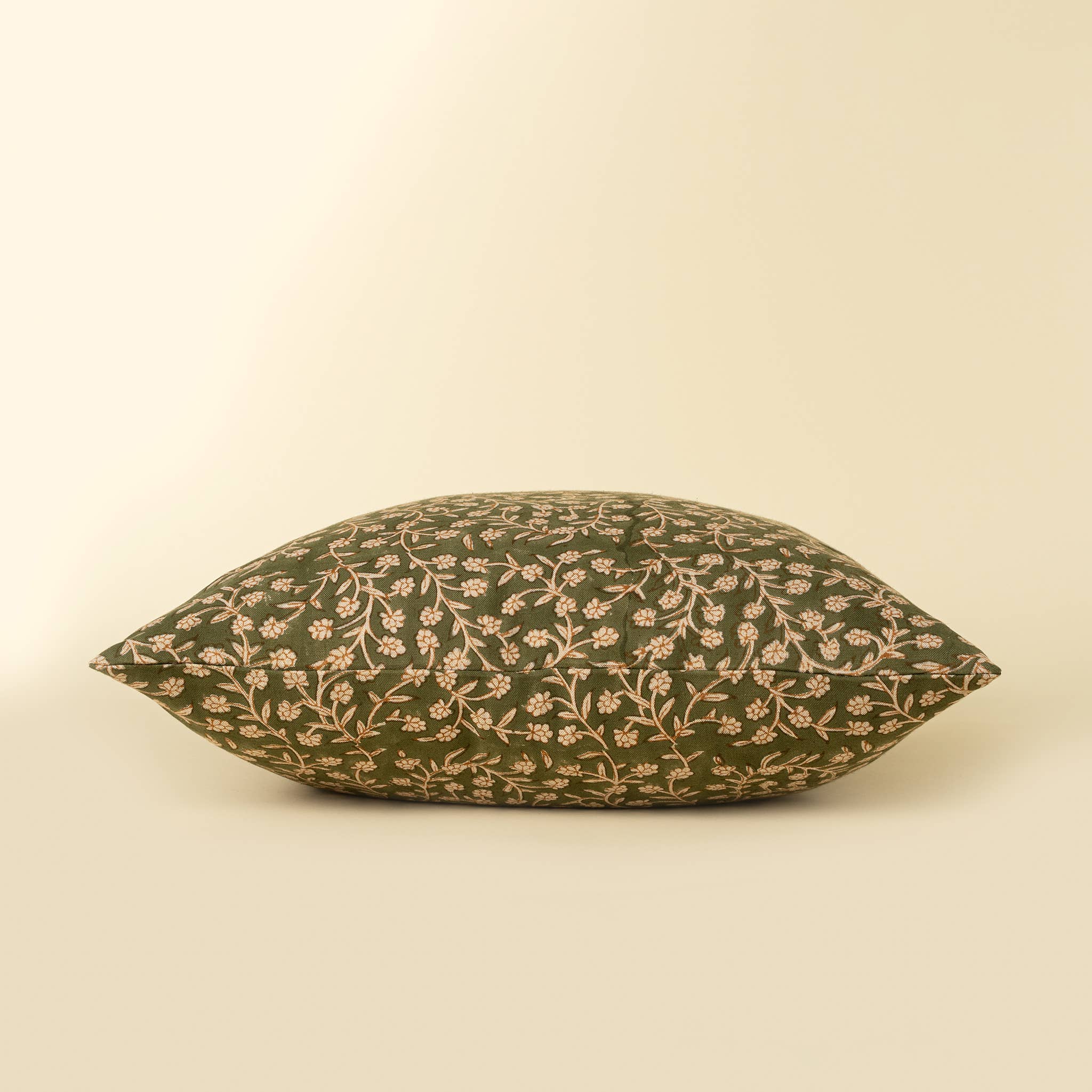 20x20 Wildvine Block Print Pillow, Olive
