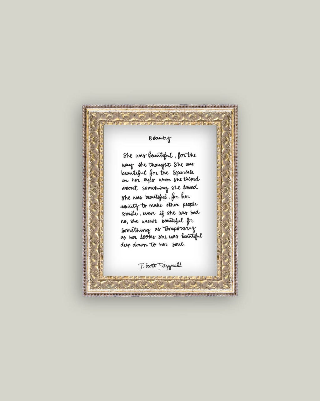 Beauty Script Framed Antique Print